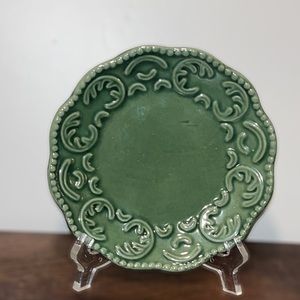 California Pantry Classic Ceramic Candle Holder Plate Scroll Embossed Trinket
